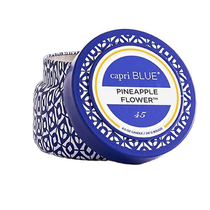 Capri Blue Pineapple Flower Printed 8.5 oz Travel Tin