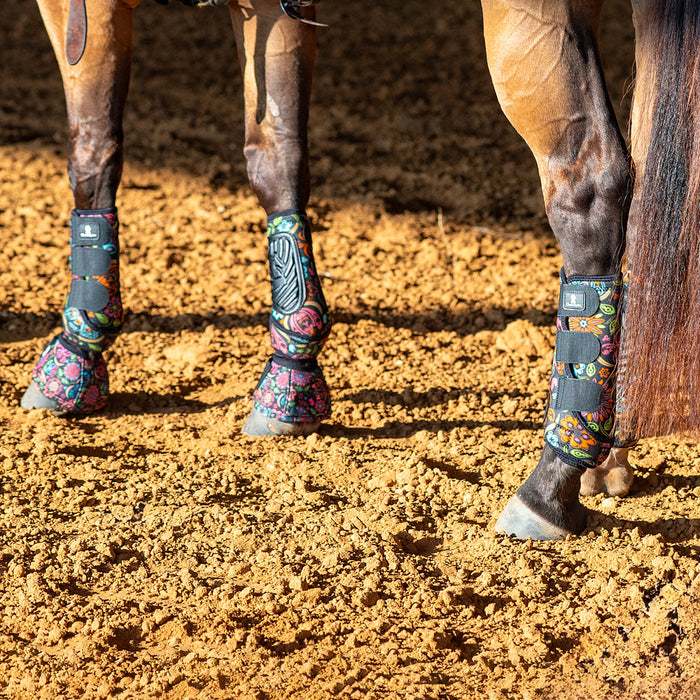 Classic Equine Neon Flower Fit Splint Boots 4 Pack