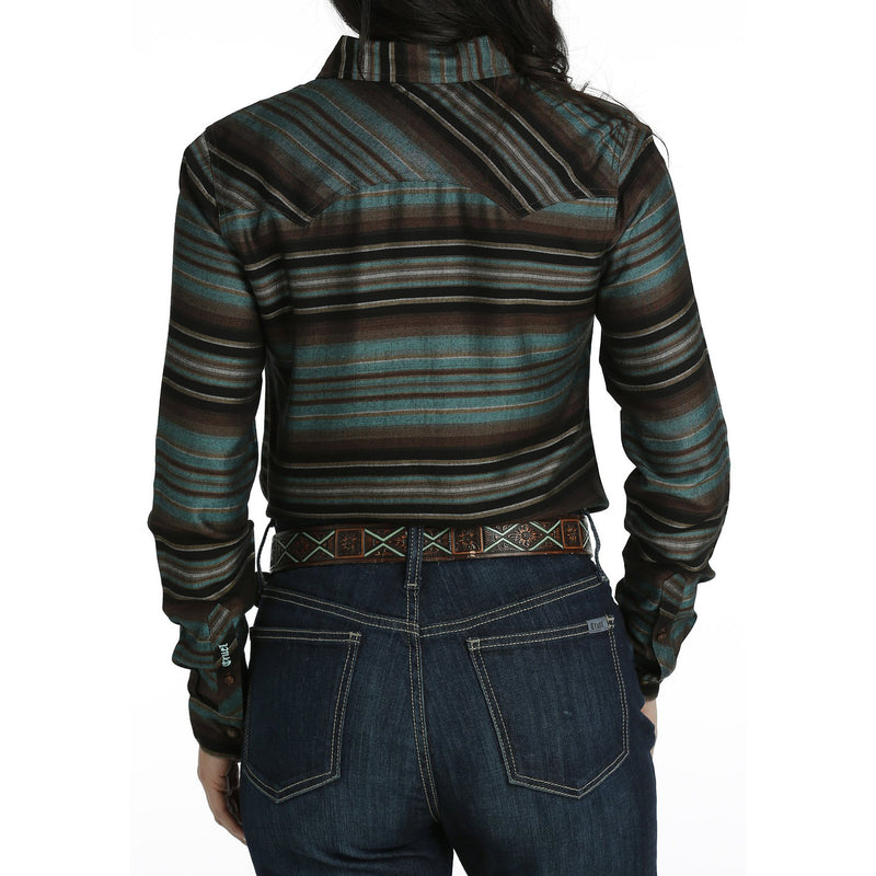 Cinch Cinch Women's Teal Striped Long Sleeve Snap Shirt