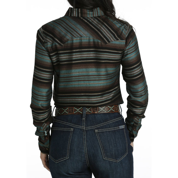 Cinch Cinch Women's Teal Striped Long Sleeve Snap Shirt