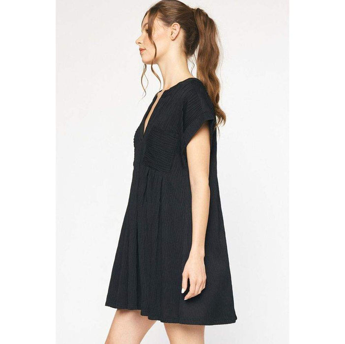 Entro Women's Black V-Neck Mini Dress Entro Women's Black V-Neck Mini Dress