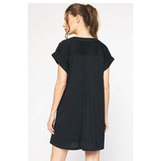 Entro Women's Black V-Neck Mini Dress