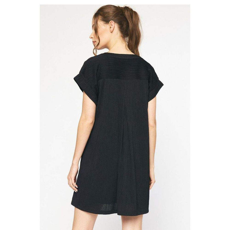 Entro Women's Black V-Neck Mini Dress
