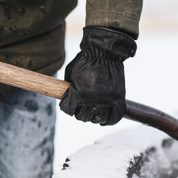 Bear Knuckles Thick Fleece-Lined Water Resistant Black Cowhide Work Gloves