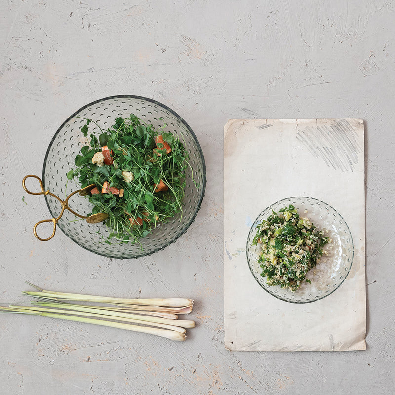 Creative Co-Op Recycled Glass Hobnail Low Bowl