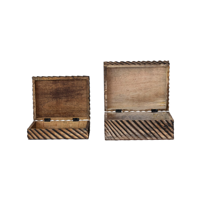 Creative Co-Op Carved Mango Wood Nesting Box Set