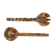 Creative Co-Op Resin Marble Brown Salad Servers