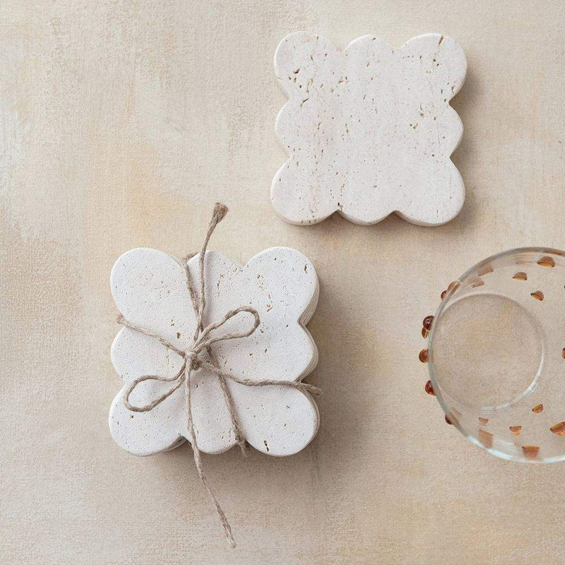 Creative Co-Op Travertine Coaster Set
