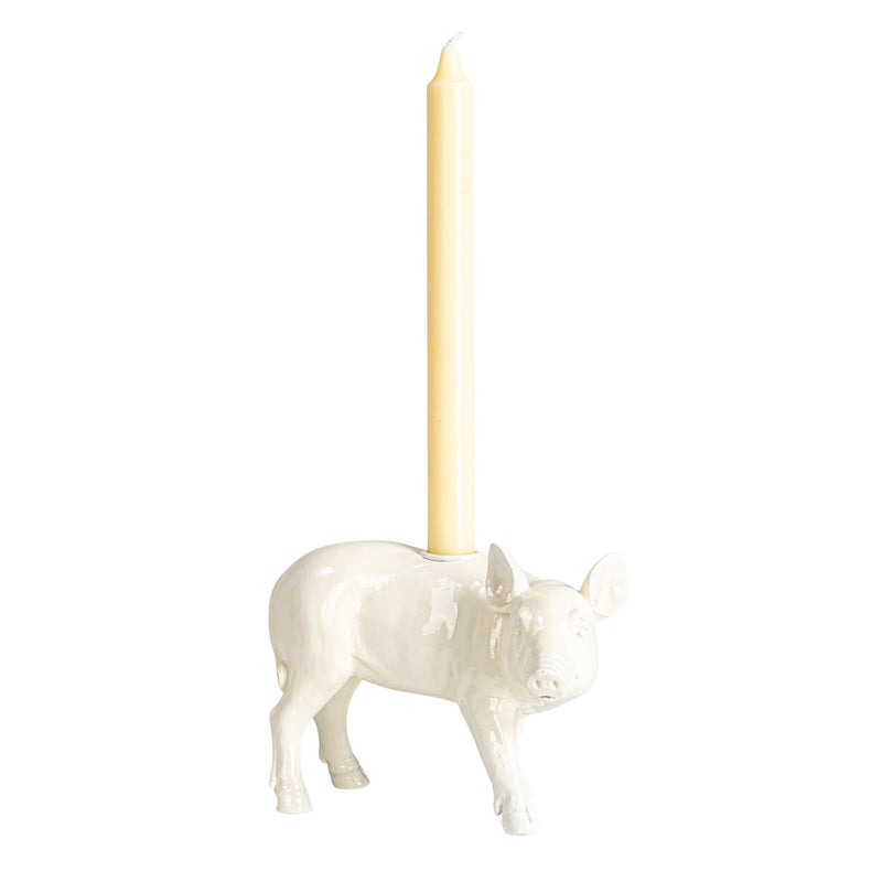 Creative Co-Op Resin Pig Taper Holder