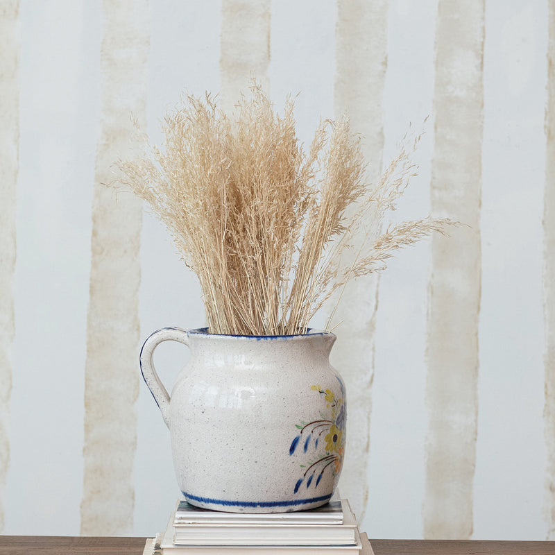 Creative Co-Op Terra Cotta Floral Pitcher