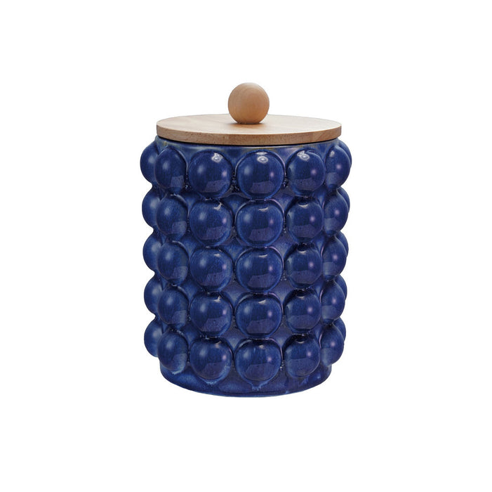 Creative Co-Op Blue Raised Dots Hobnail Canister with Lid