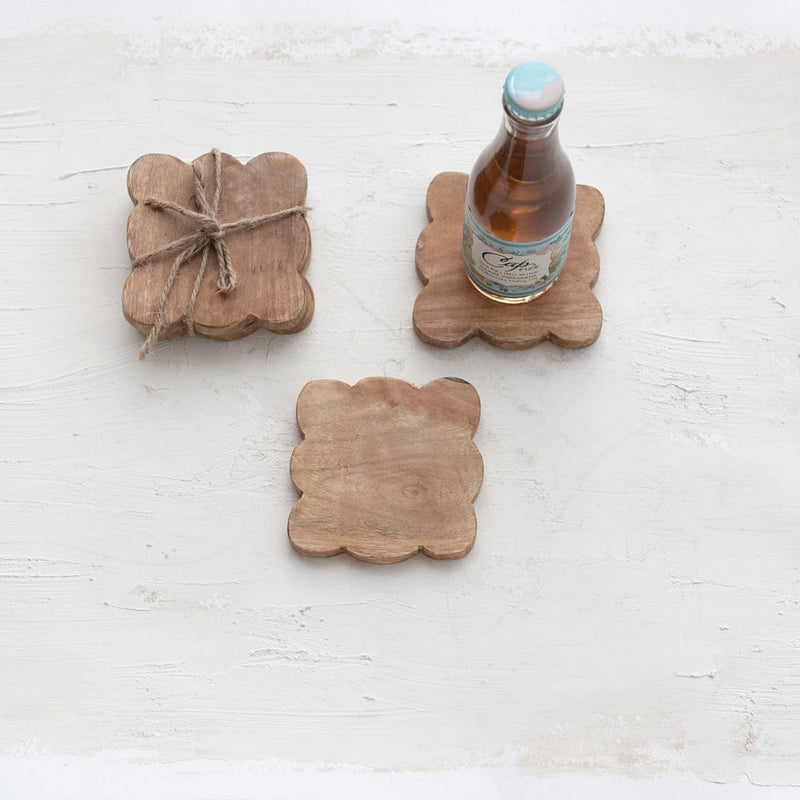 Creative Co-Op Scalloped Wood Coasters
