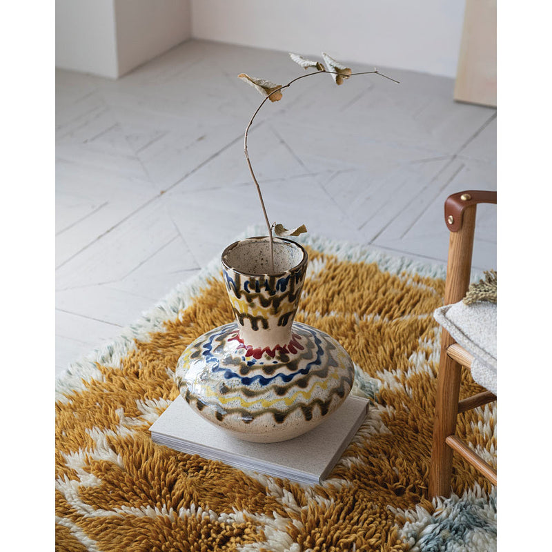 Creative Co-Op Hand Painted Stoneware Vase