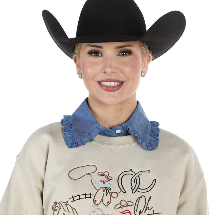 Summer Tees Denim Ruffle Collar