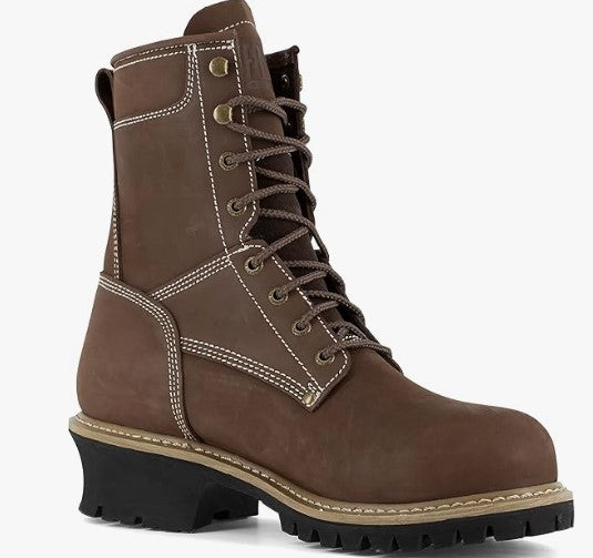Mens Comp Toe Waterproof 8in Shaft Logger Lace Up Boot