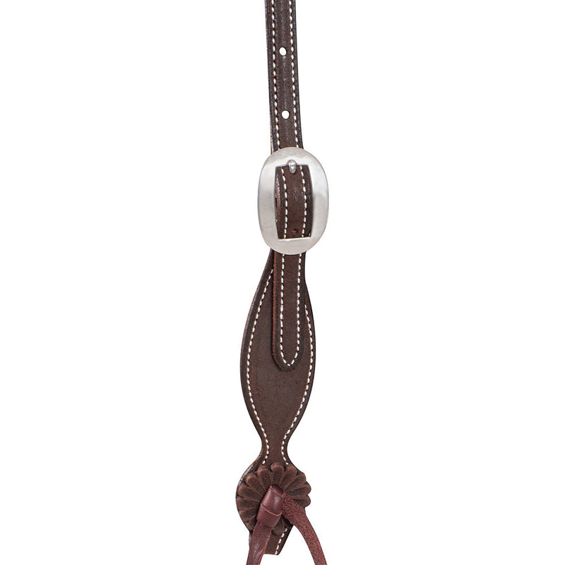 Martin Saddlery Chocolate Roughout Browband Headstall with Rosettes Strings