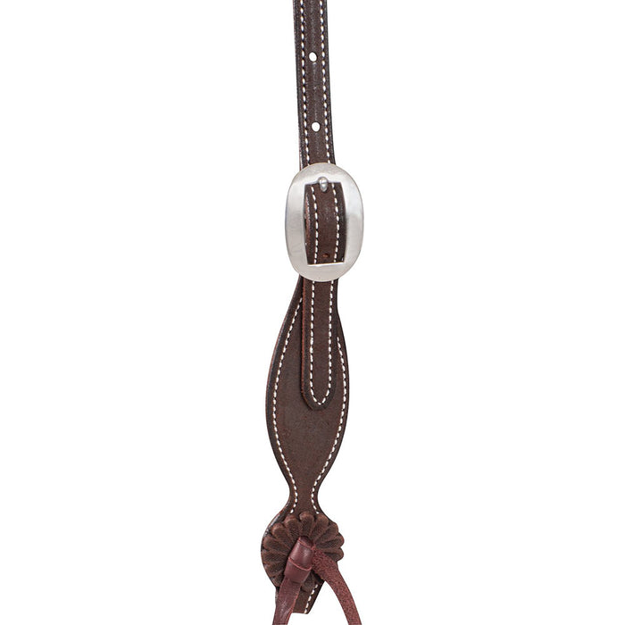 Martin Saddlery Chocolate Roughout Browband Headstall with Rosettes Strings