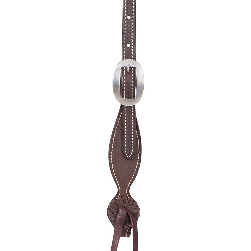 Martin Saddlery Chocolate Roughout Single Ear Headstall with Rosette Strings