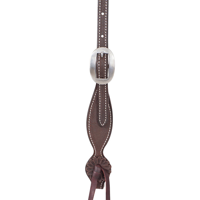 Martin Saddlery Chocolate Roughout Single Ear Headstall with Rosette Strings