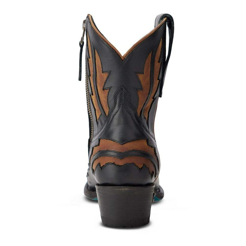 Lane Boots Women`s Walk The Line Jet Black and Burnt Caramel Bootie