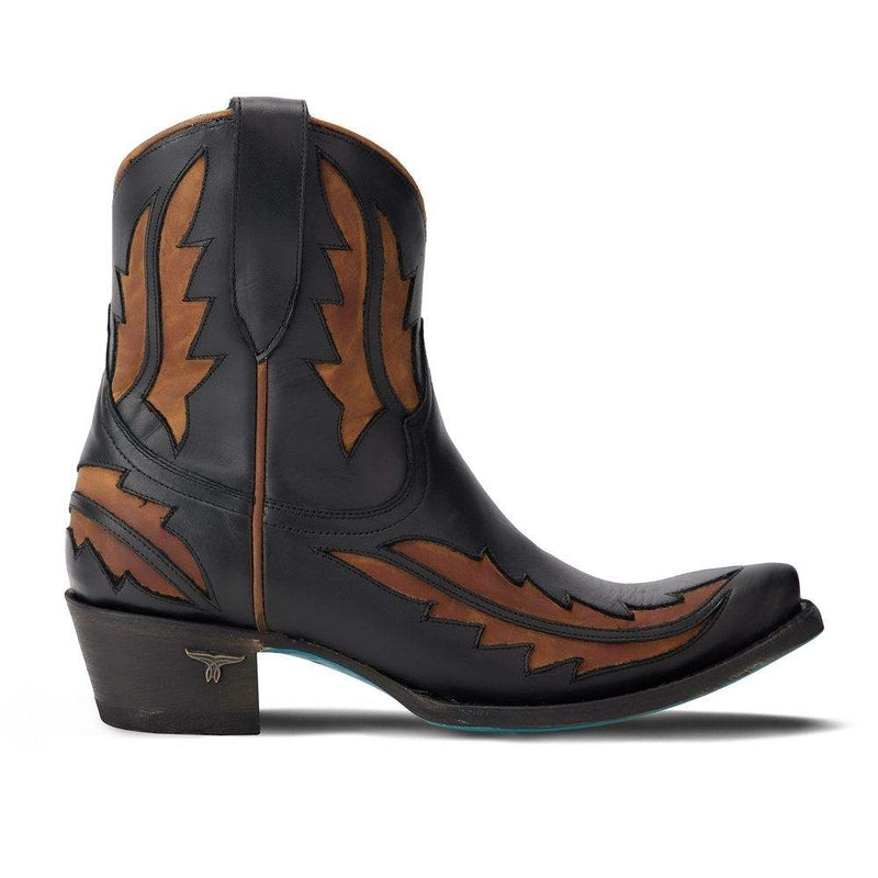 Lane Boots Women`s Walk The Line Jet Black and Burnt Caramel Bootie