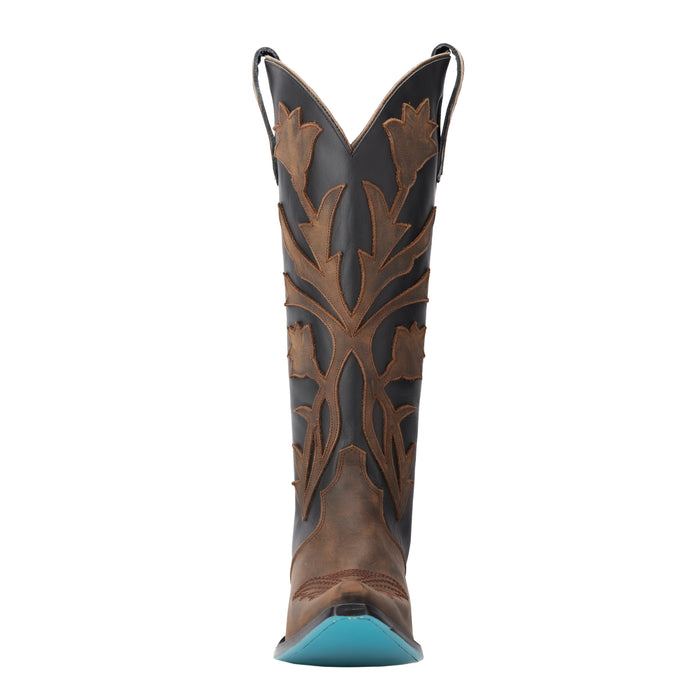 Lane Women`s Jet Black Burnt Caramel Jolene 14.5In Matching Top Boot