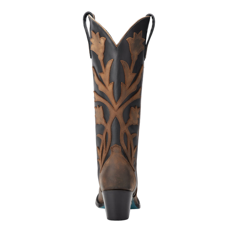 Lane Women`s Jet Black Burnt Caramel Jolene 14.5In Matching Top Boot