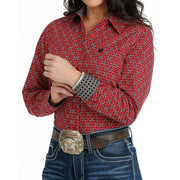 Cinch Womens Red Long Sleeve Print