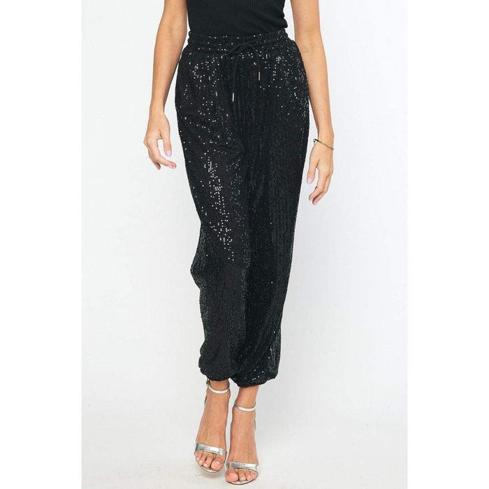 Women's Black Sequin Jogger