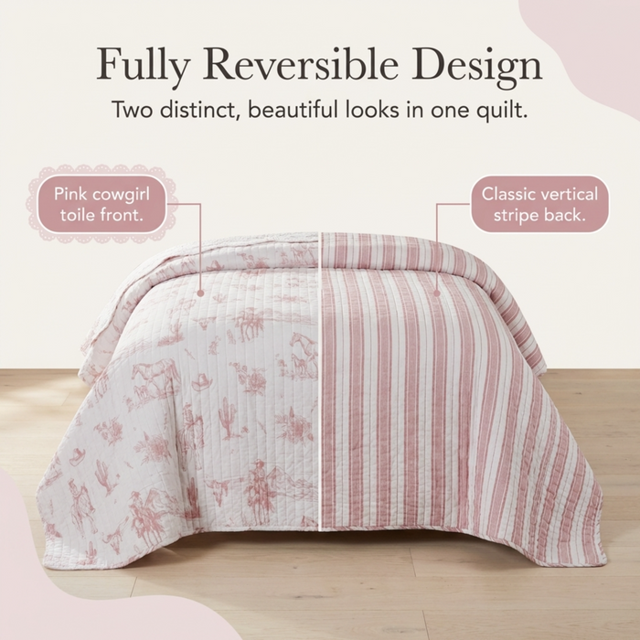 Rod's True Western Dusty Rose Cowgirl Toile Quilt