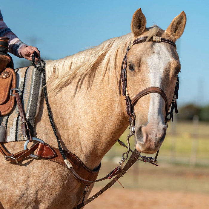 Cashel Company Black Braided Roping Rein with Rawhide Accents