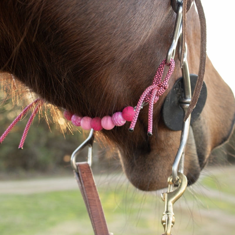 NRS Pink Cactus Silicone Beaded Gag Bit Curb Strap