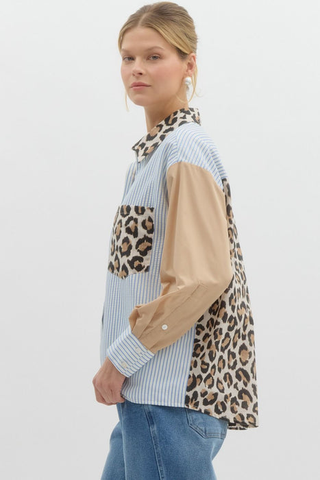 Entro Womens Multi Print Classic Long Sleeve Shirt