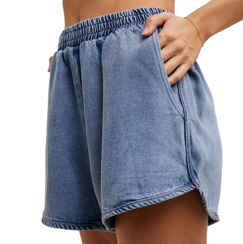 Wishlist Women's Washed Denim Elastic Waist Shorts