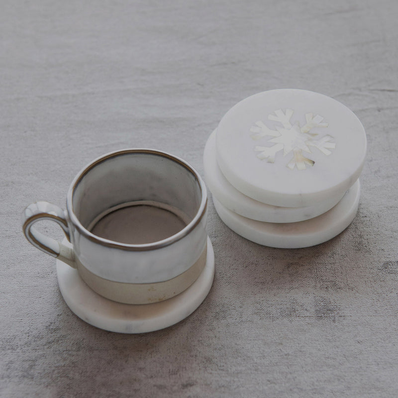Creative Co-Op Marble Snowflake Inlay Coasters