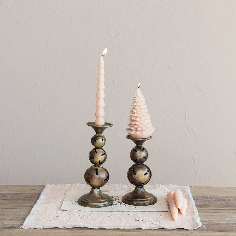 Creative Co-Op Metal Candle Holder With Jingle Bell Base