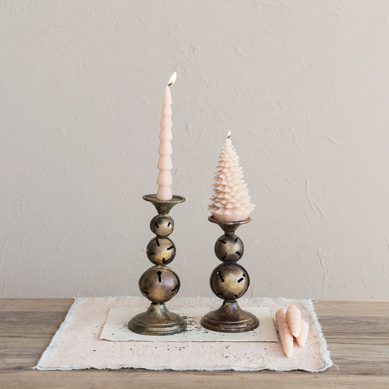 Creative Co-Op Small Metal Candle Holder With Jingle Bell Base