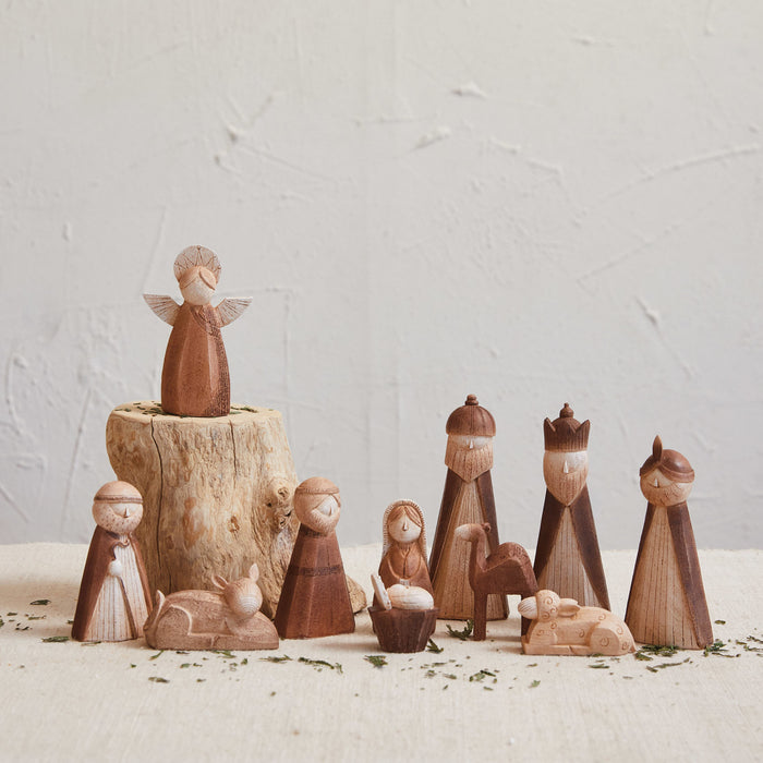 Creative Co-Op Resin Wood Finish Nativity