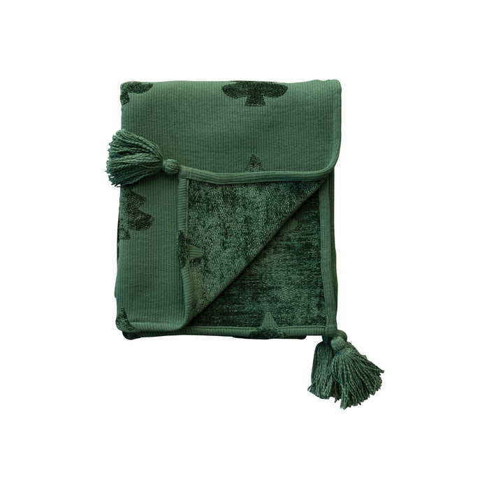 Creative Co-Op Green Jacquard Throw