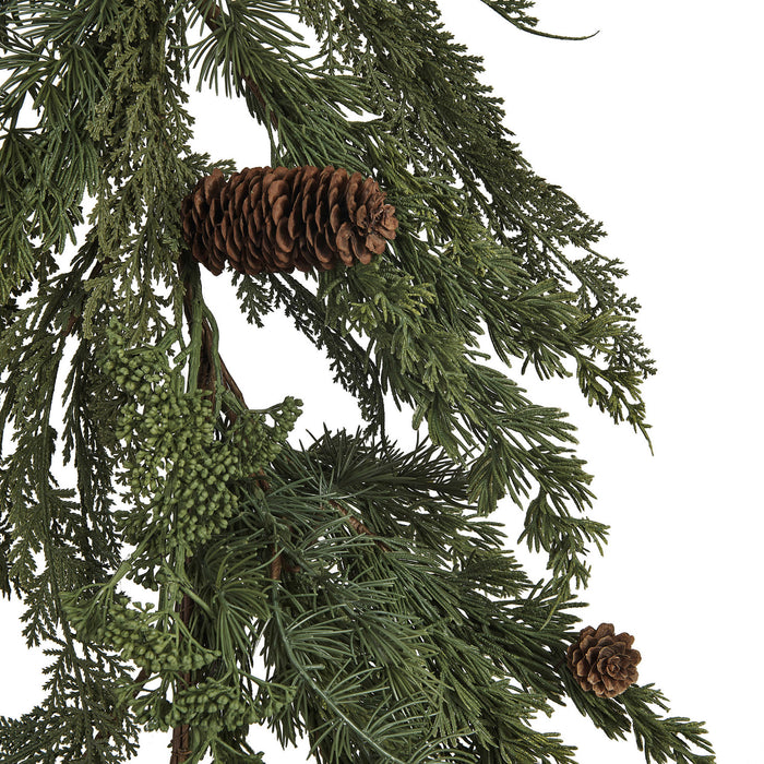 Creative Co-Op Fuax Spruce/Pine Garland With Natural Pinecones