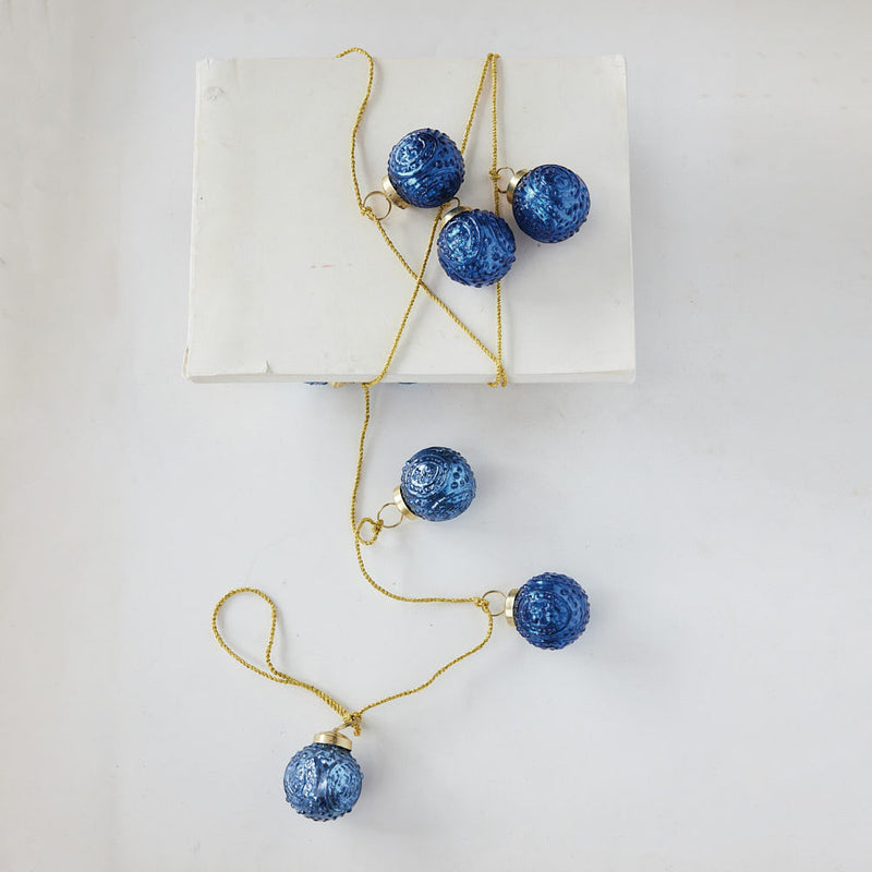 Creative Co-Op Blue Mercury Glass Ornament Garland
