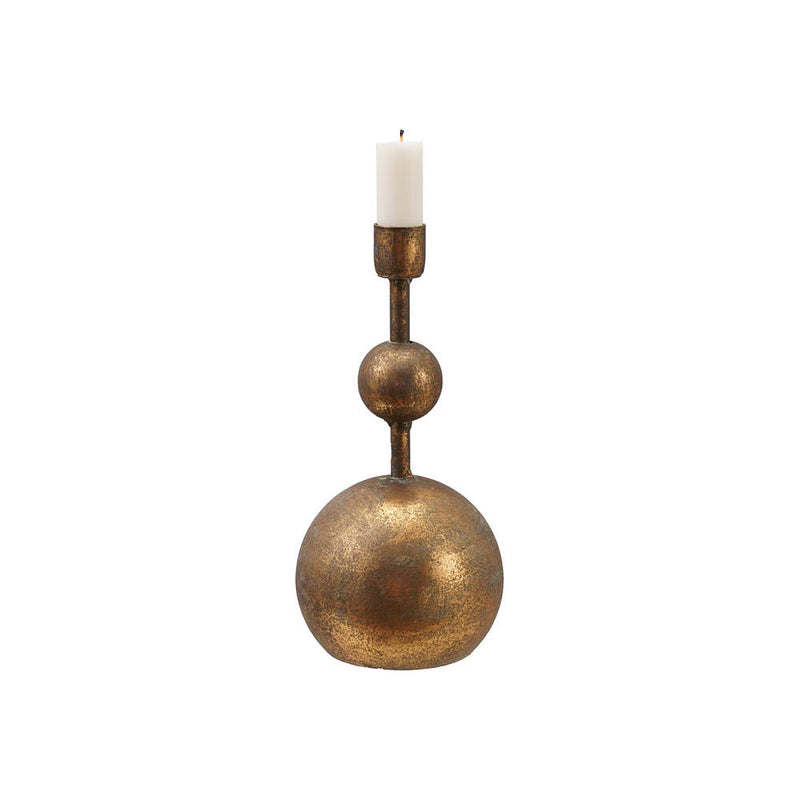 Creative Co-Op Medium Gold Metal Ball Candle Holder