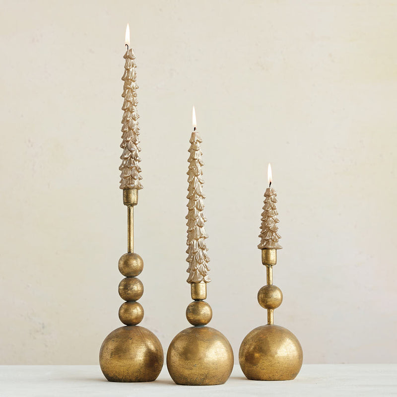 Creative Co-Op Medium Gold Metal Ball Candle Holder