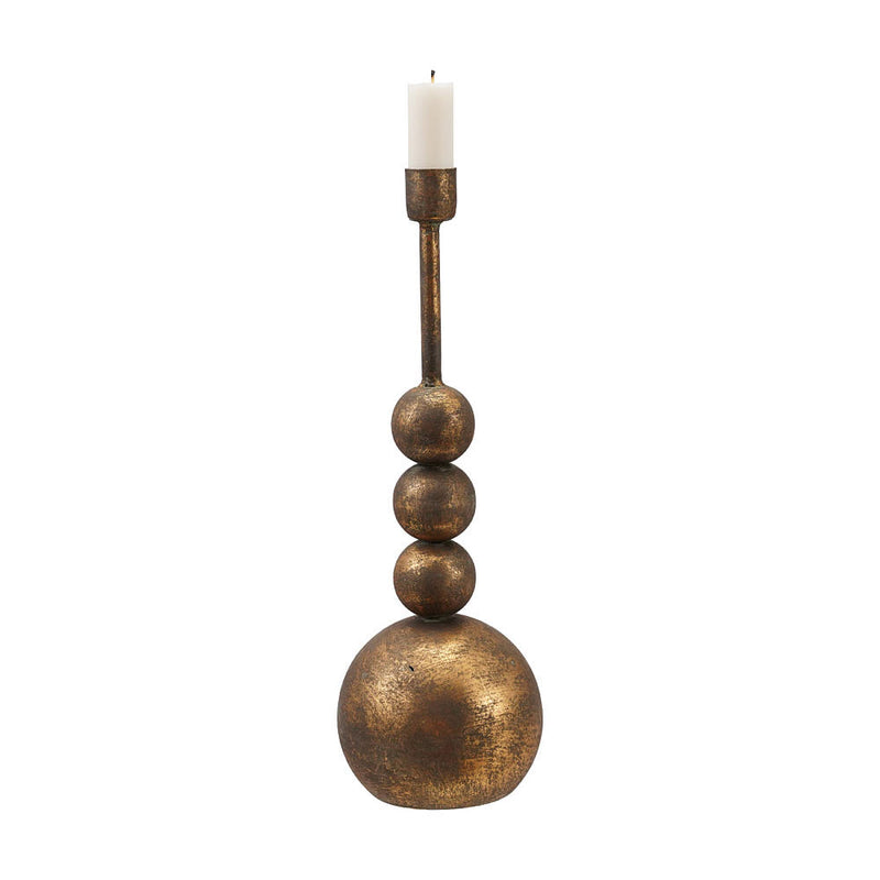 Creative Co-Op Large Gold Metal Ball Candle Holder