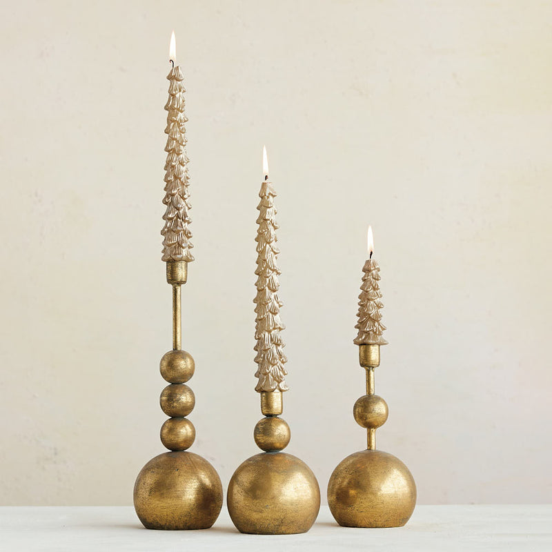 Creative Co-Op Large Gold Metal Ball Candle Holder