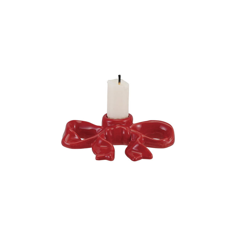 Creative Co-Op Red Christmas Bow Candle Holder