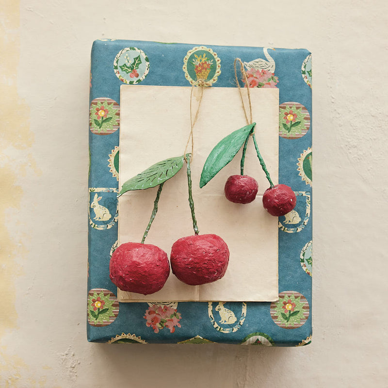 Creative Co-Op Paper Mache Cherry Ornament
