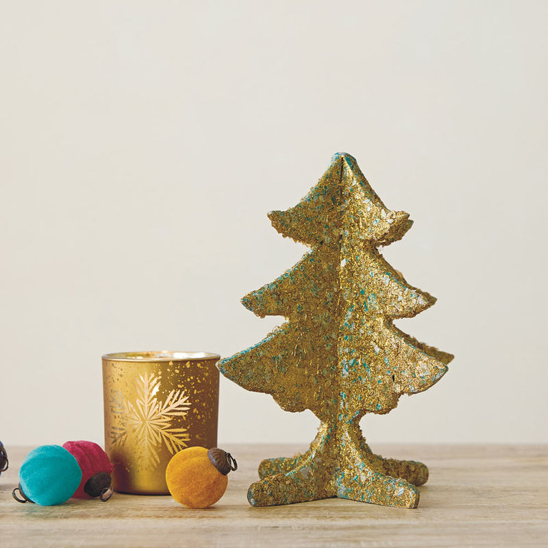Creative Co-Op Metal Tree with Mica Flakes