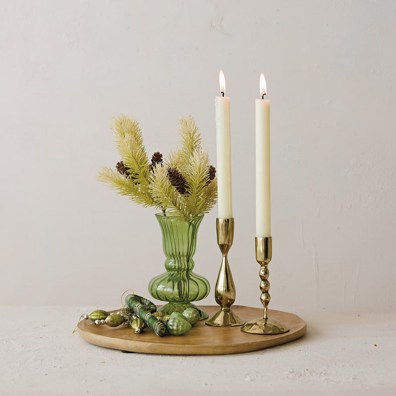 Creative Co-Op Hand Blown Fluted Green Vase