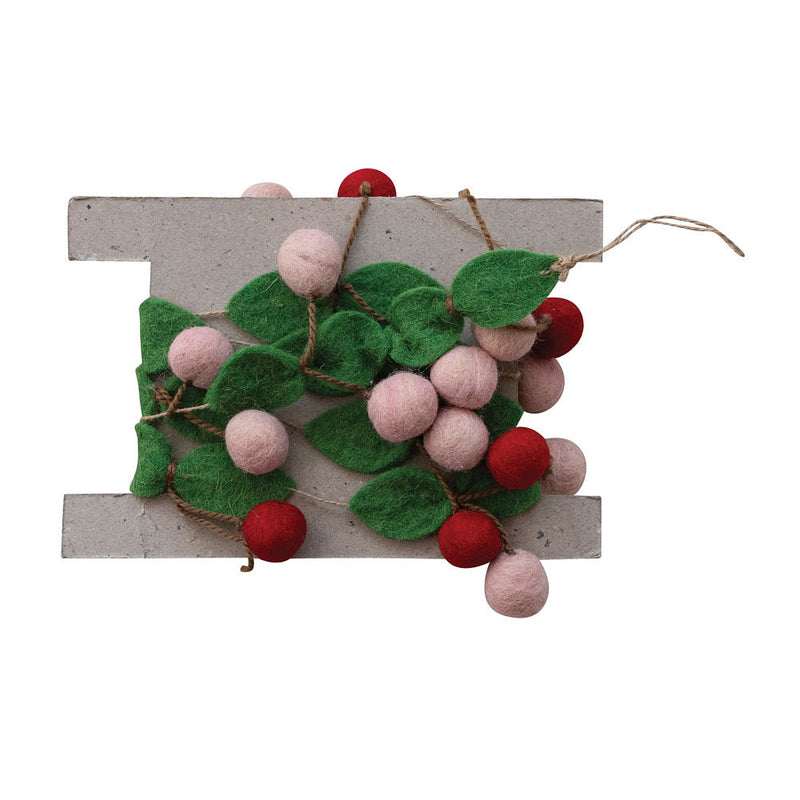 Creative Co-Op Wool Felt Cherry Garland